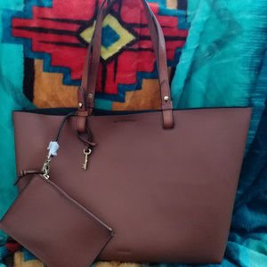 Fossil Soft Leather Tote & Clutch Set